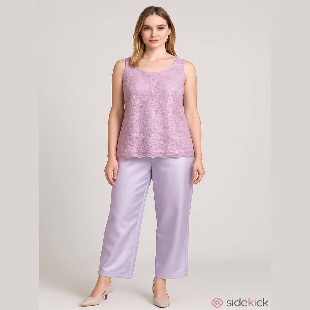 Adrianna Papell Purple Sequin Tank Top and Pants Set Size 10
